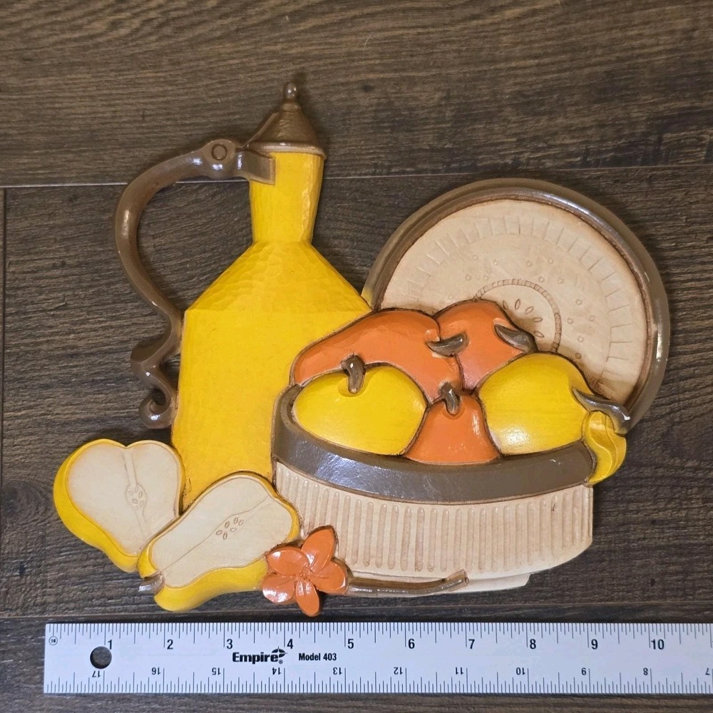 Vintage 1981 Syroco Homco Lemon Wall Plaques 7610 Kitchen Decor Set Yellow Retro - Picture 6 of 12